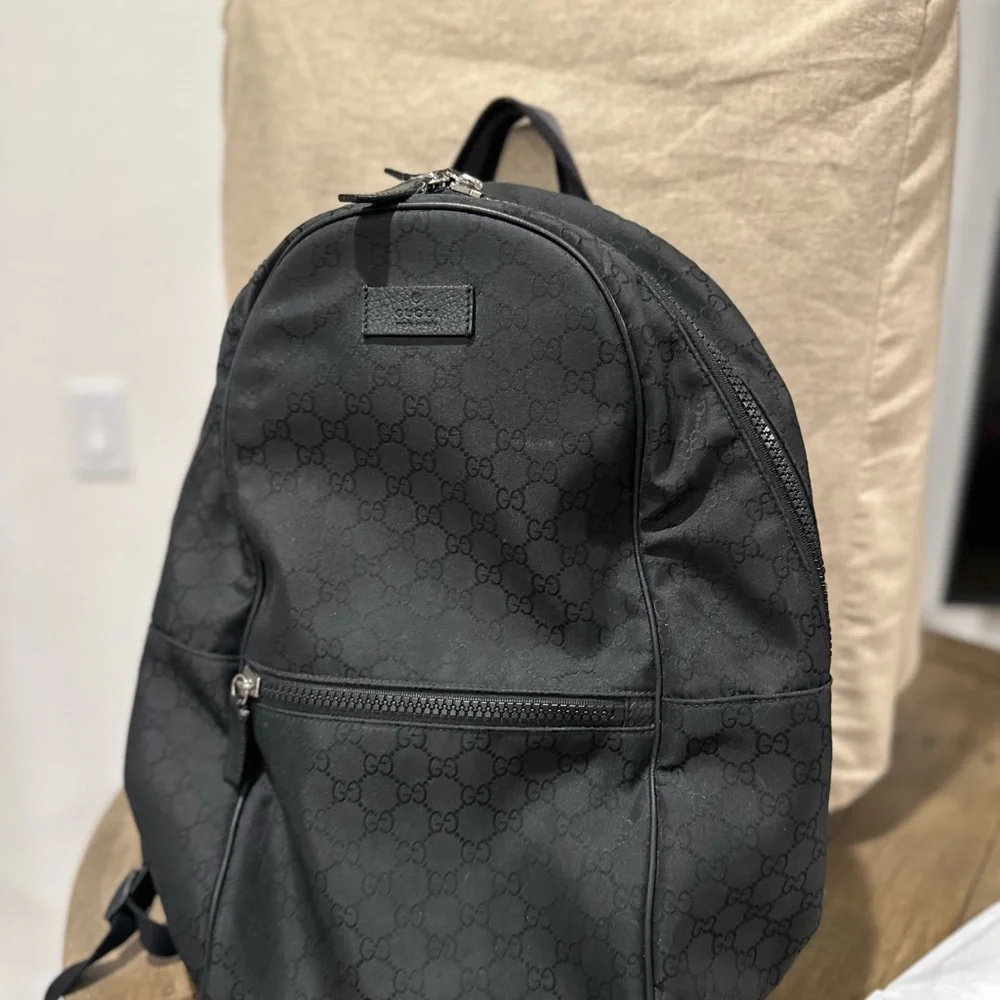 Authentic Gucci Monogram Black Backpack - Picture 1 of 10
